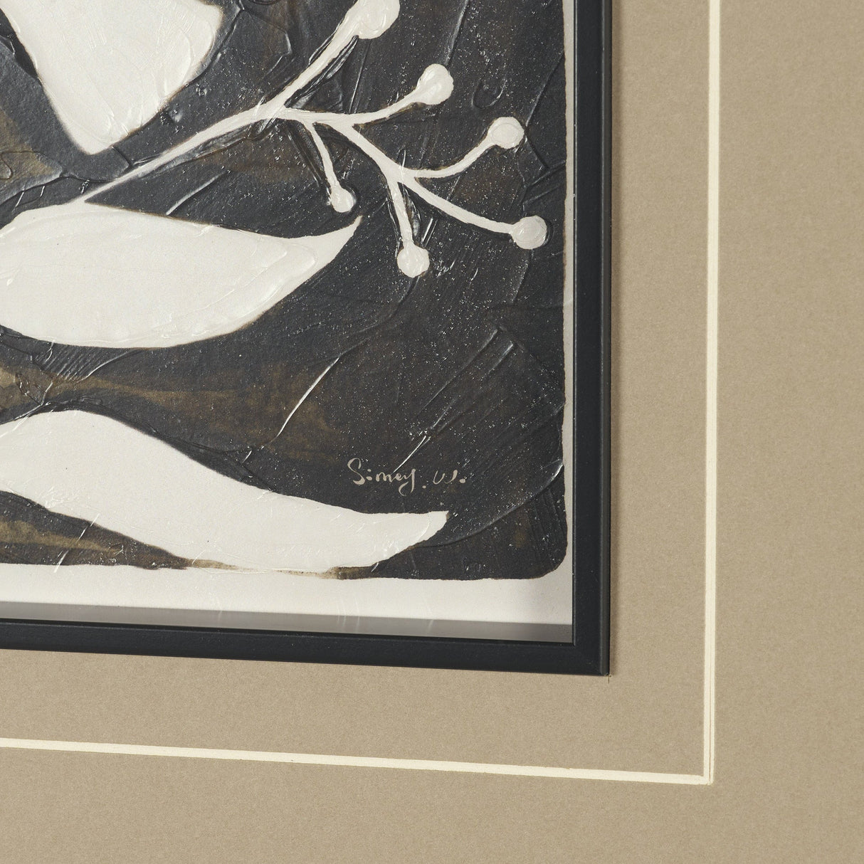 Spanish Tile Dark I by Mercana Studio Textured Framed Artwork Matted under Glass by Mercana at Eve Furniture