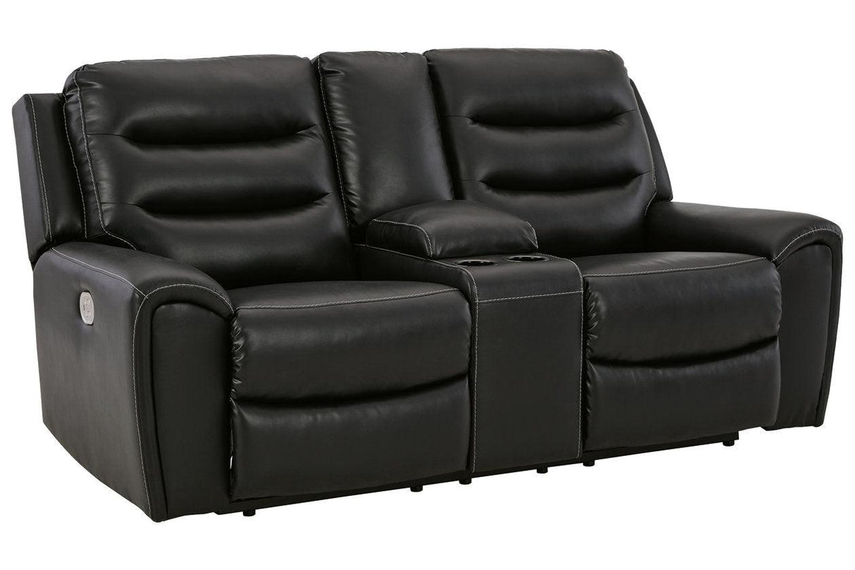 (Special) Warlin Black Power Reclining Loveseat with Console by Ashley at Eve Furniture