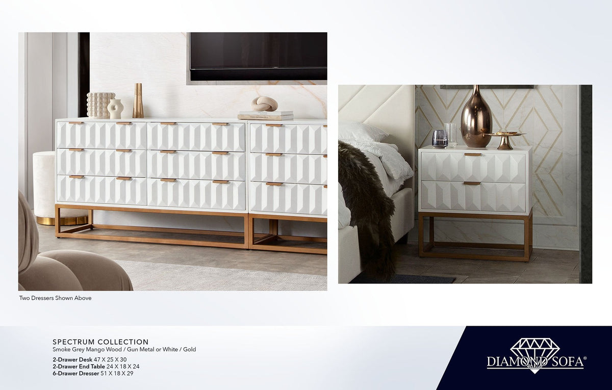 Spectrum White/Gold Wood Dresser by Diamond Sofa at Eve Furniture