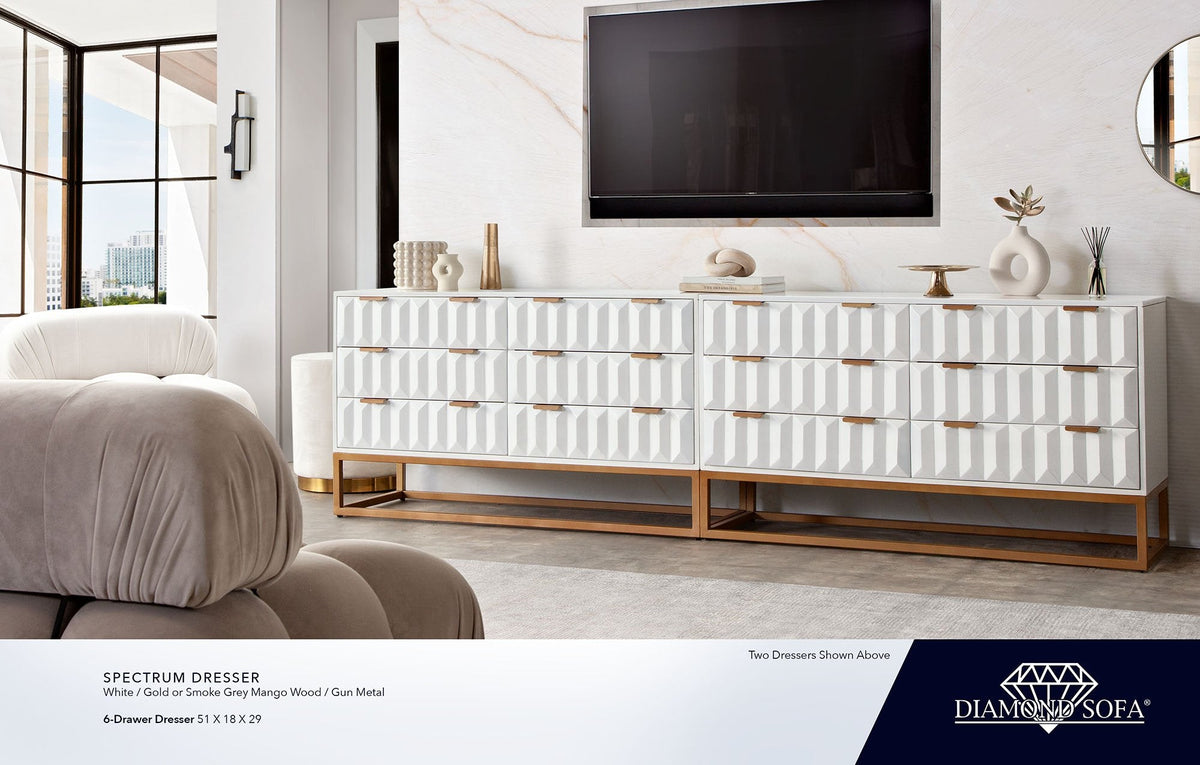 Spectrum White/Gold Wood Dresser by Diamond Sofa at Eve Furniture