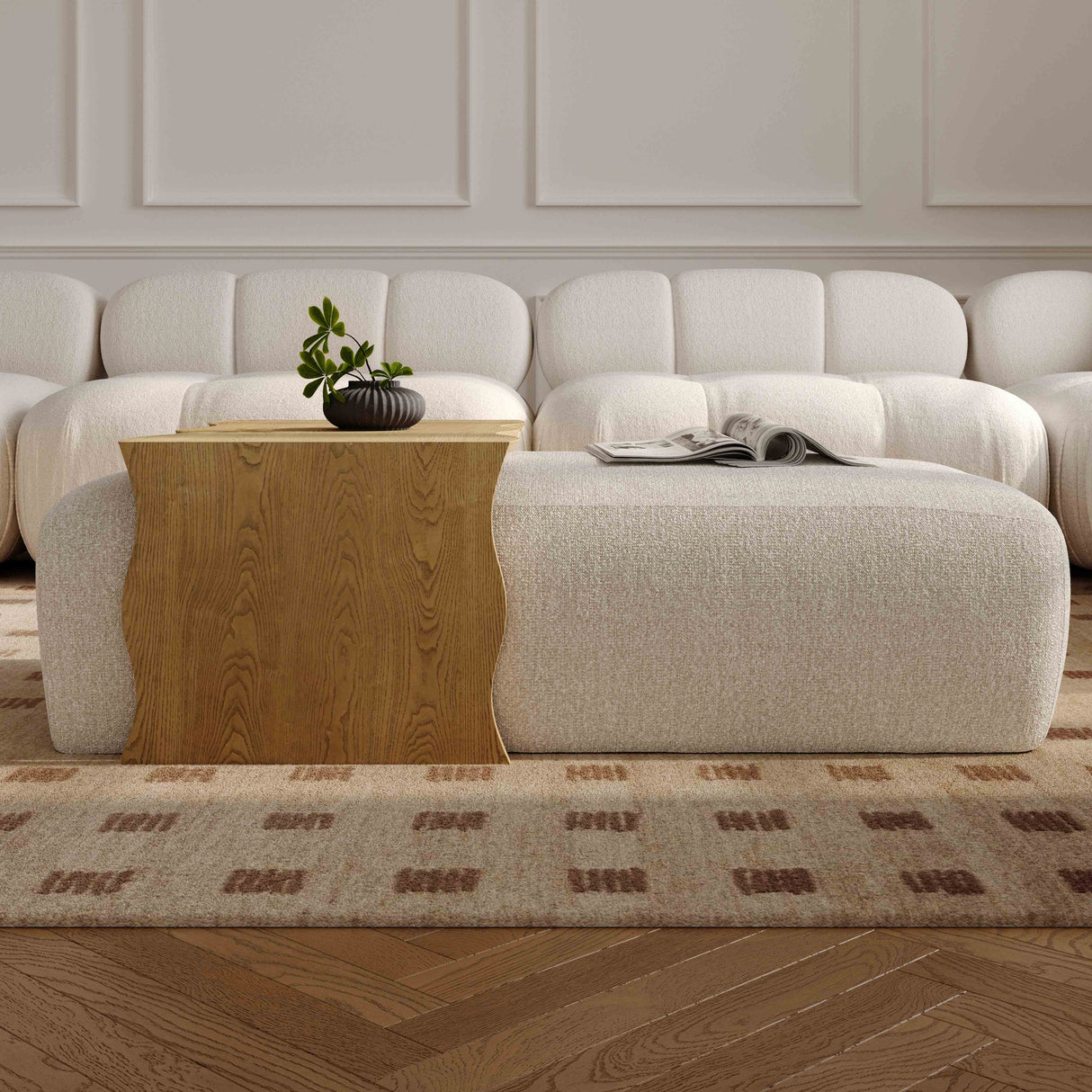 Spencer Performance Basketweave Ottoman with Bridge Table by TOV Furniture at Eve Furniture