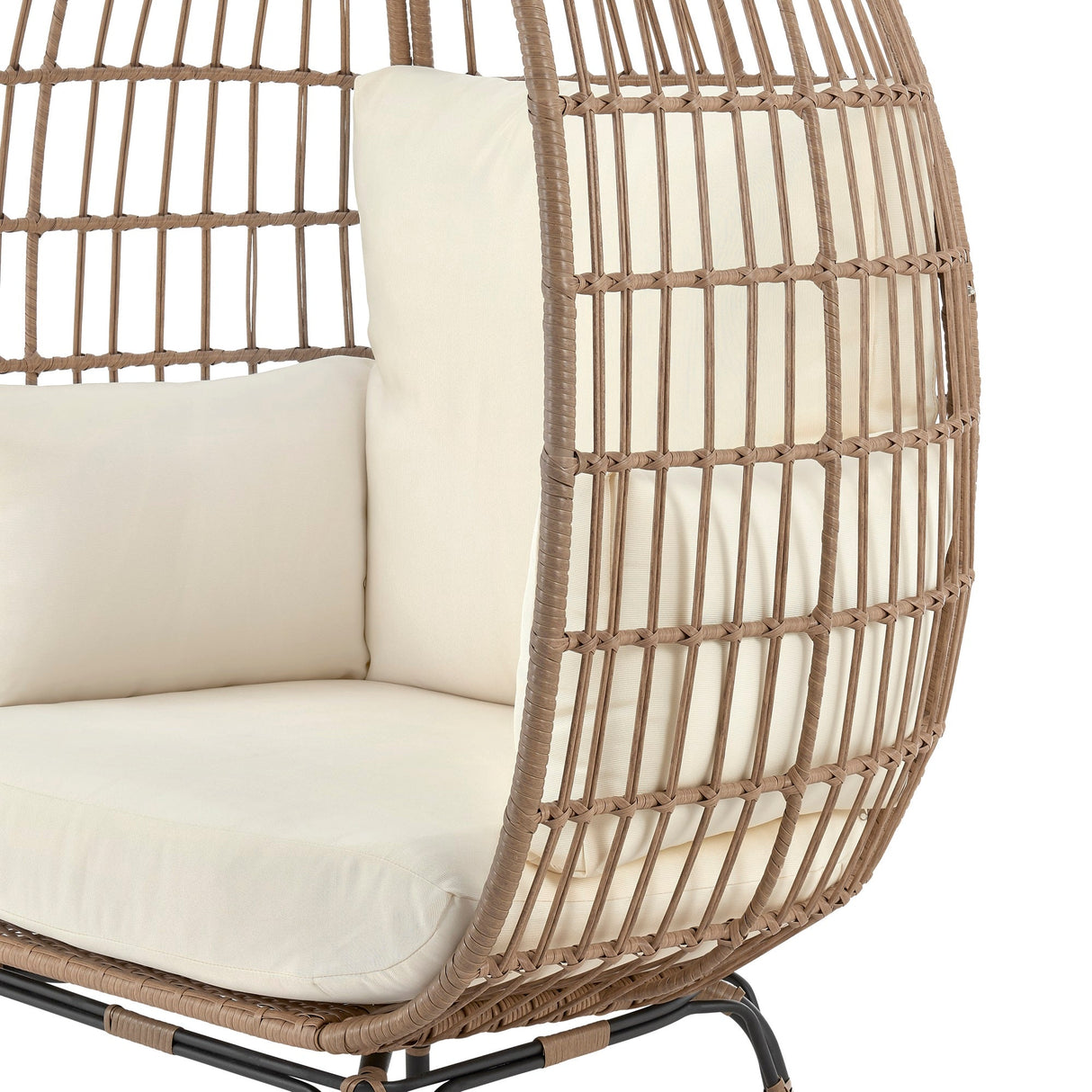 Spezia Patio Freestanding Egg Chair with Cream Cushions by Manhattan Comfort at Eve Furniture