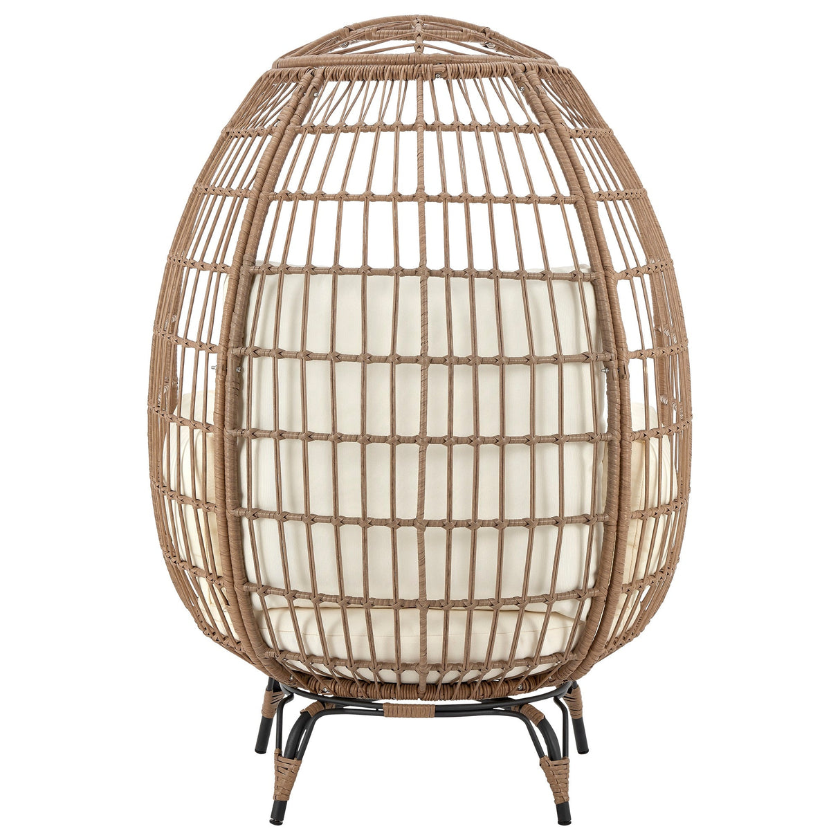 Spezia Patio Freestanding Egg Chair with Cream Cushions by Manhattan Comfort at Eve Furniture