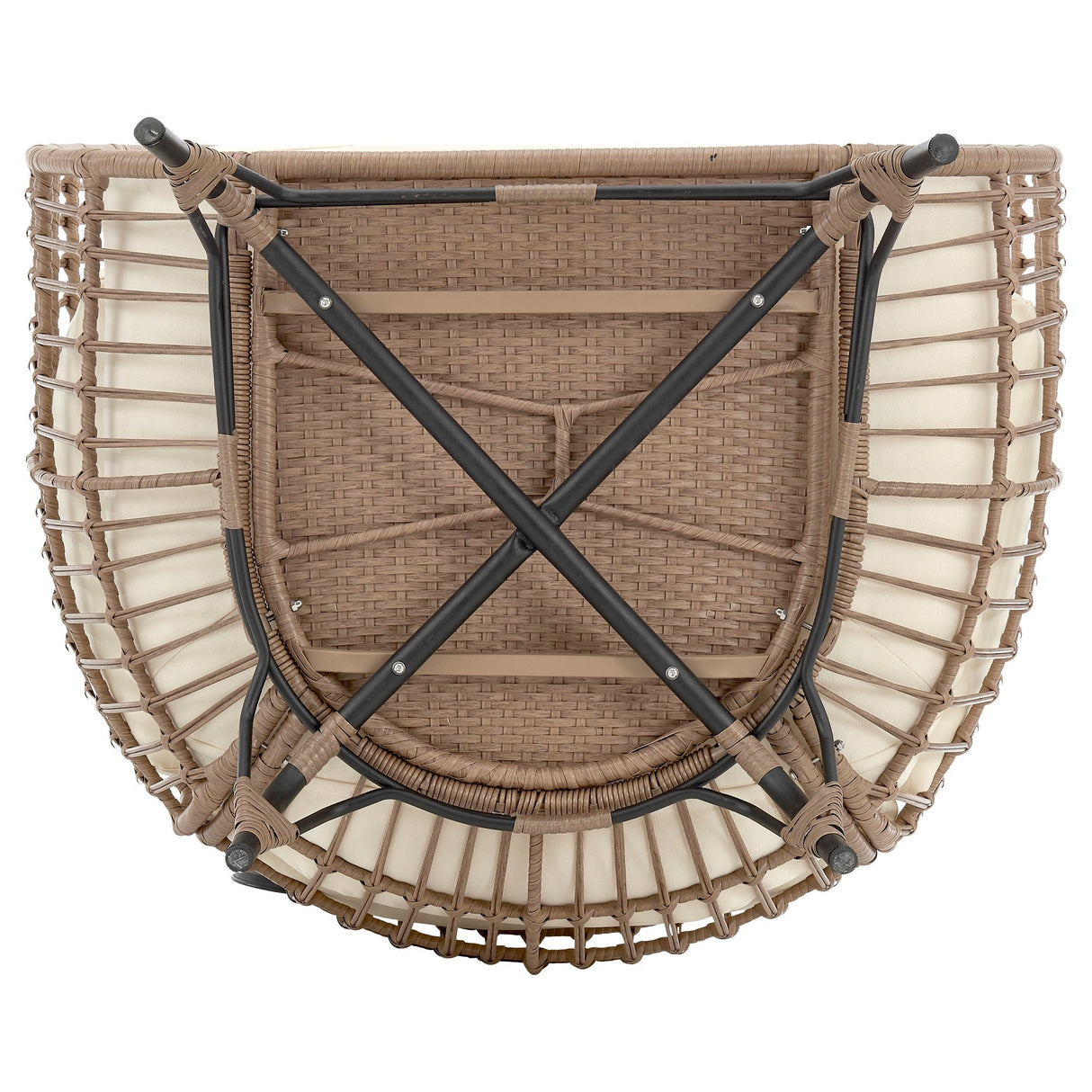 Spezia Patio Freestanding Egg Chair with Cream Cushions by Manhattan Comfort at Eve Furniture