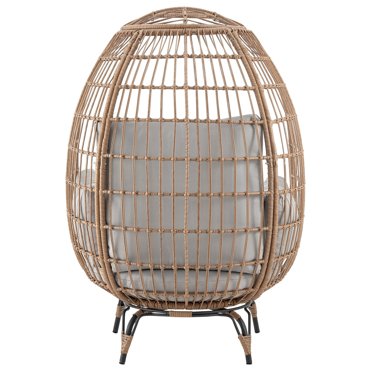 Spezia Patio Freestanding Egg Chair with Grey Cushions by Manhattan Comfort at Eve Furniture