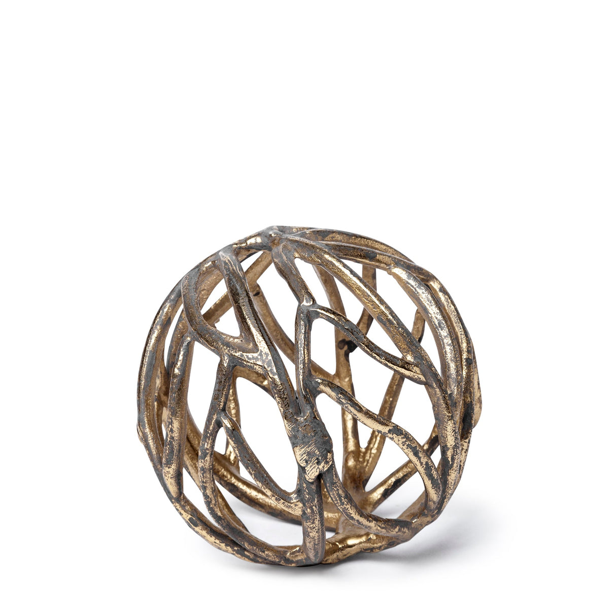 Sphaira Noir I Small 5L x 5W Gold Cast Aluminum Decorative Tree Branch Orb by Mercana at Eve Furniture