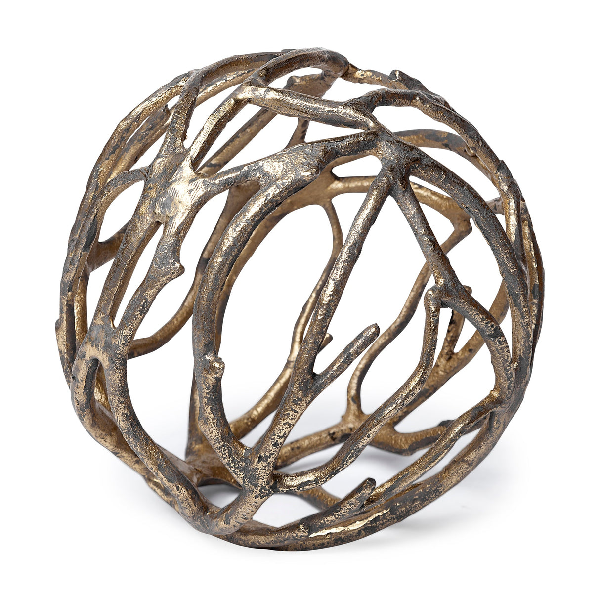 Sphaira Noir II Large 7L x 7W Gold Cast Aluminum Decorative Tree Branch Orb by Mercana at Eve Furniture