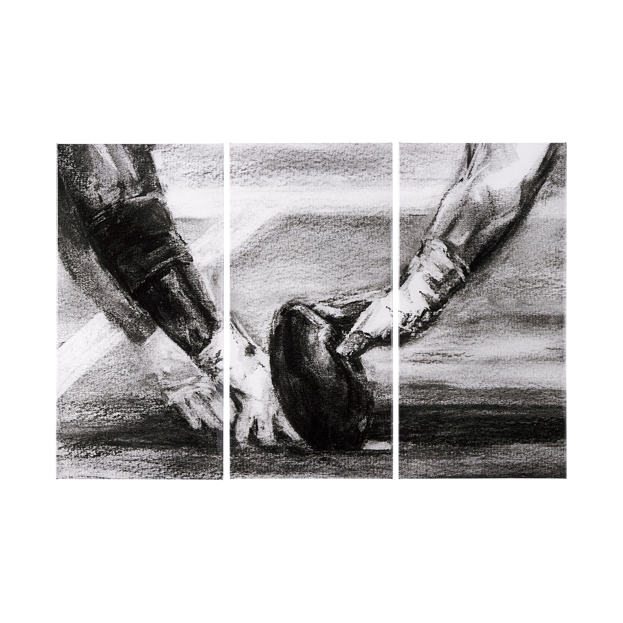 Sports Collection Football 3 Piece Triptych (L) by Mercana Studio a Hand Embellished Textured Canvas by Mercana at Eve Furniture