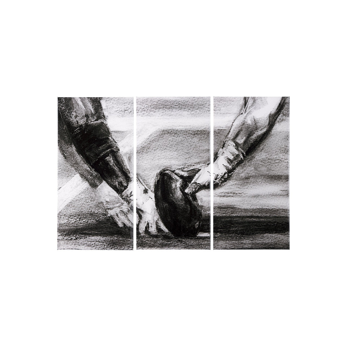 Sports Collection Football 3 Piece Triptych (S) by Mercana Studio a Hand Embellished Textured Canvas by Mercana at Eve Furniture