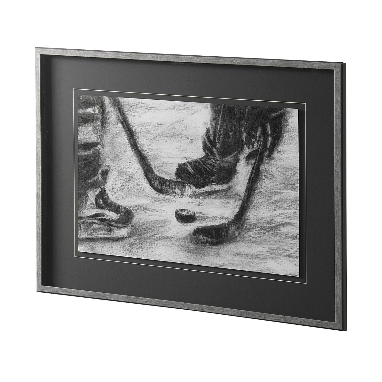 Sports Collection Hockey by Mercana Studio Hand Embellished Framed Art Print Matted under Glass by Mercana at Eve Furniture