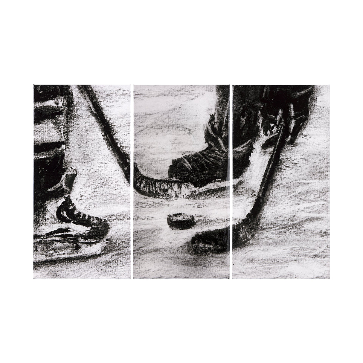 Sports Collection Hockey-L 3 Piece Triptych by Mercana Studio a Hand Embellished Textured Canvas by Mercana at Eve Furniture