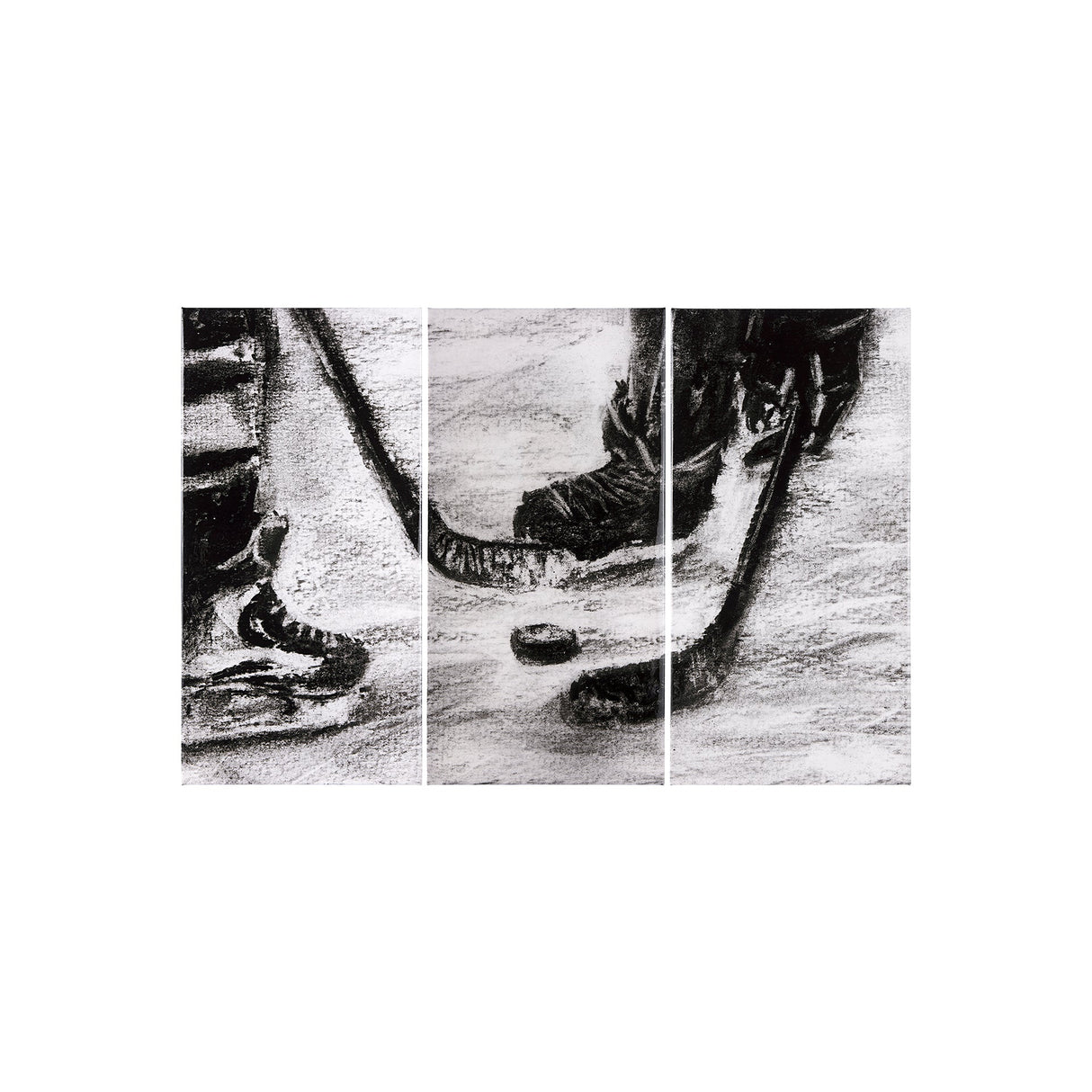 Sports Collection Hockey-S 3 Piece Triptych by Mercana Studio a Hand Embellished Textured Canvas by Mercana at Eve Furniture