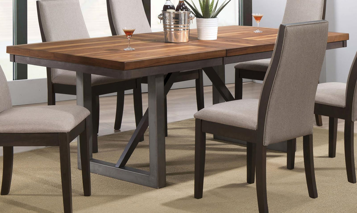 Spring Creek Natural Walnut Dining Table with Extension Leaf by Coaster at Eve Furniture