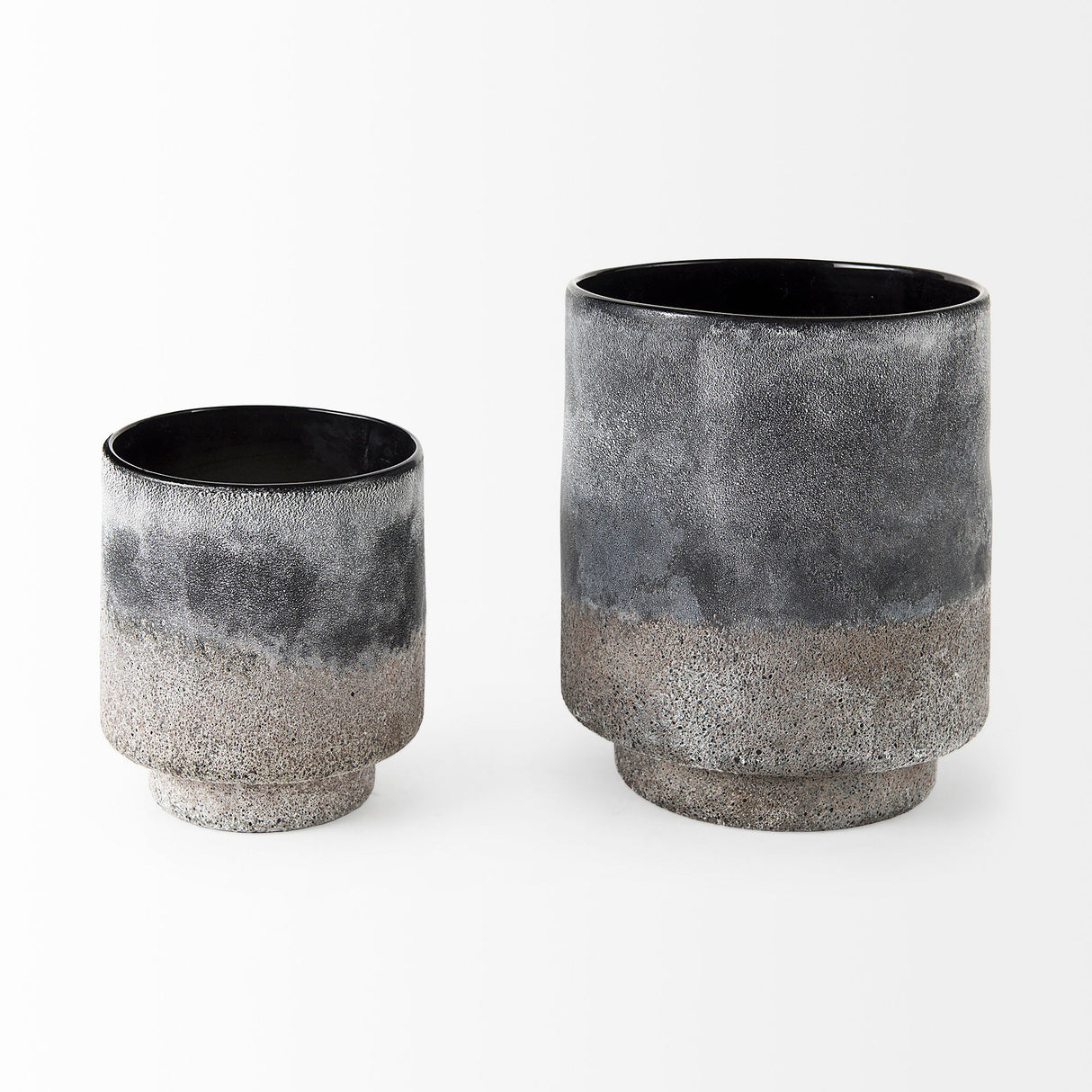 Squally 6.0L x 6.0W x 6.4H Black/Brown Glass Ombre Textured Small Vase by Mercana at Eve Furniture