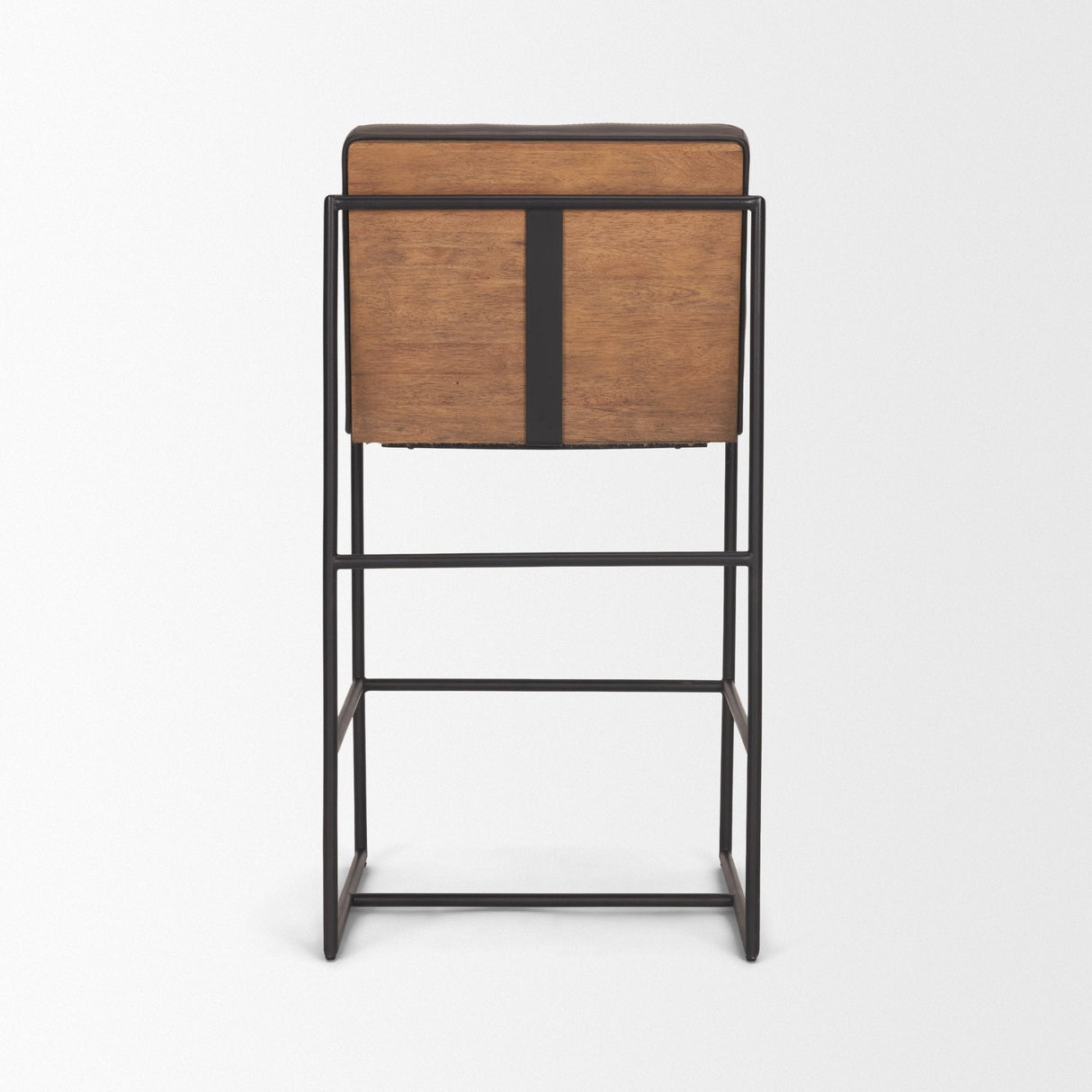Stamford 36" Total Height Charcoal-Brown Leather Seat w/ Wood Back Metal Counter Stool by Mercana at Eve Furniture
