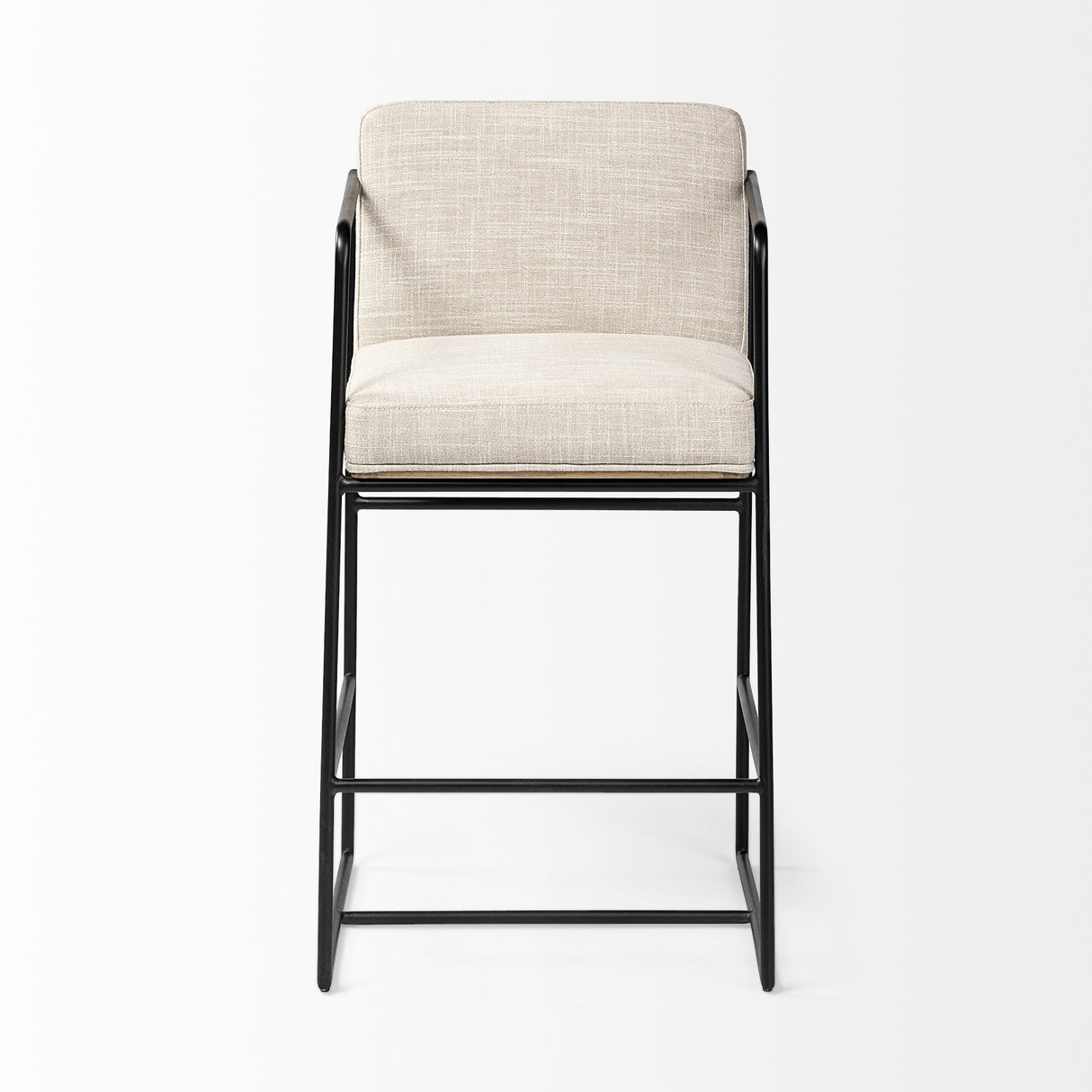 Stamford 36" Total Height Light Beige Upholstered Seat w/ Wood Back, Metal Frame Counter Stool by Mercana at Eve Furniture