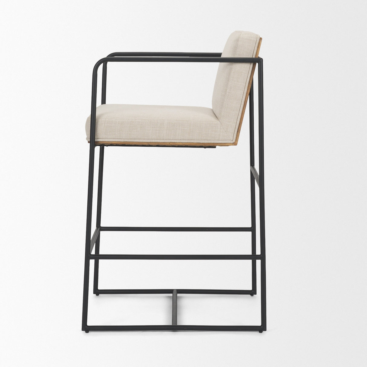 Stamford 36.5" Light Beige Upholstered Seat w/ Wood Back, Metal Frame Counter Stool by Mercana at Eve Furniture