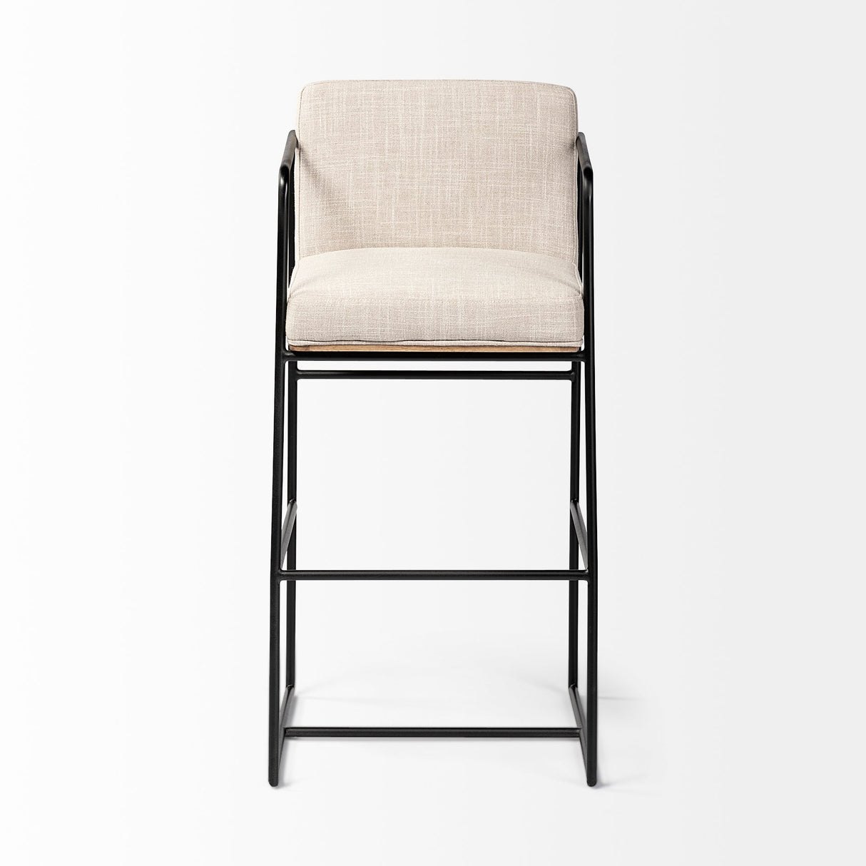 Stamford 40" Total Height Light Beige Upholstered Seat w/ Wood Back, Metal Frame Bar Stool by Mercana at Eve Furniture