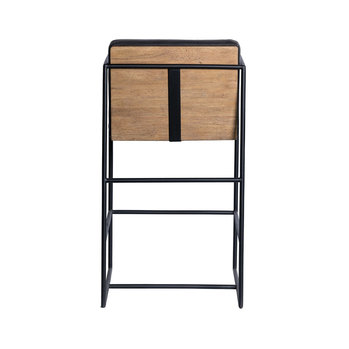 Stamford 36" Total Height Black Leather Seat w/ Wood Back Metal Counter Stool by Mercana at Eve Furniture