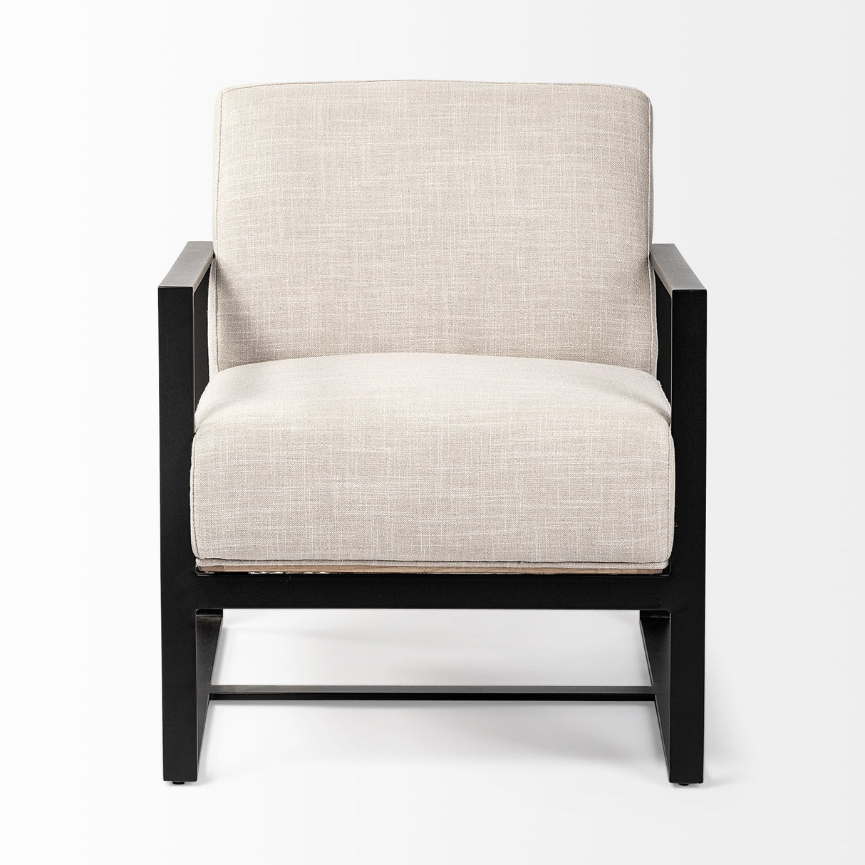 Stamford Light Beige Upholstered Seat w/ Wood Back, Metal Frame Accent Chair by Mercana at Eve Furniture