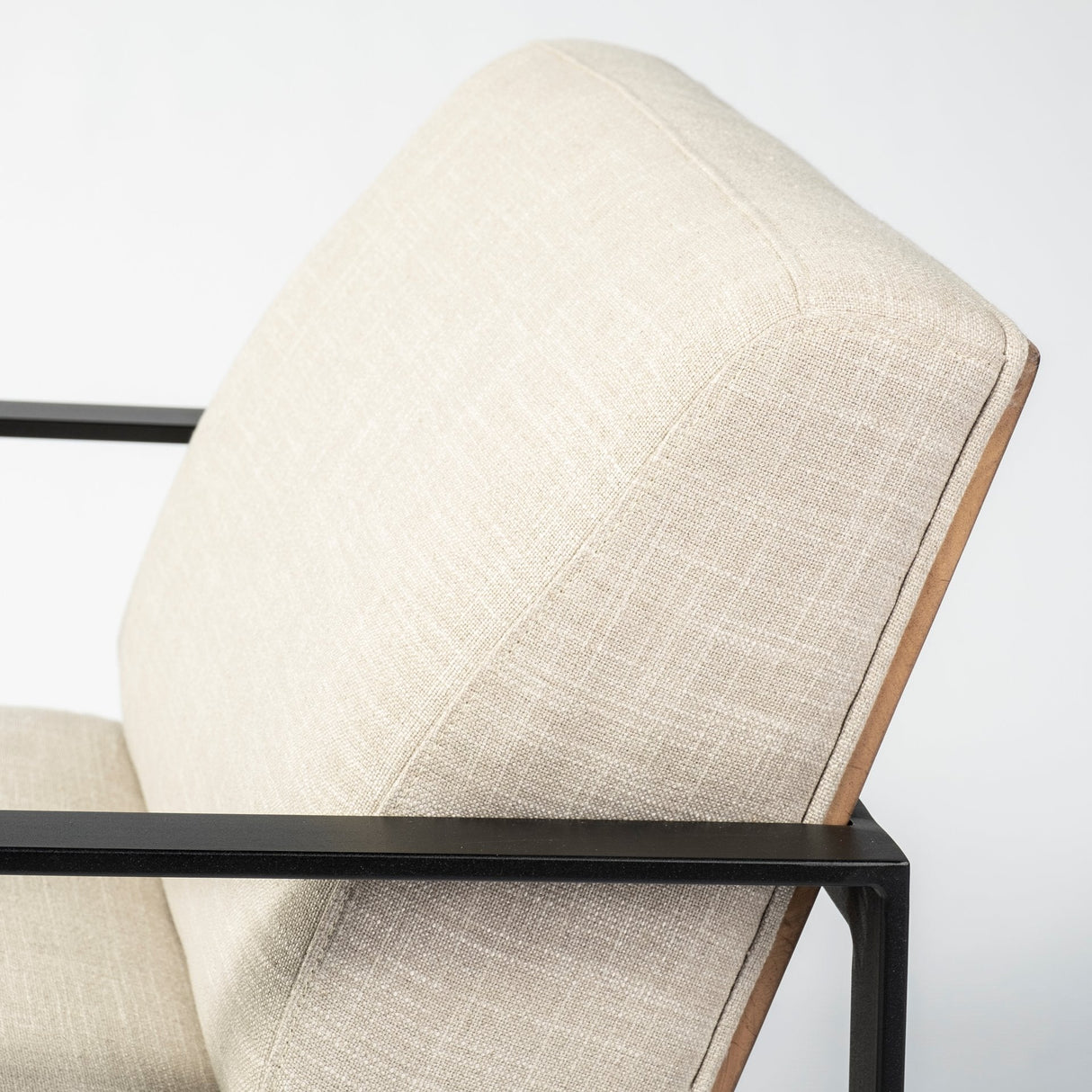 Stamford Light Beige Upholstered Seat w/ Wood Back, Metal Frame Accent Chair by Mercana at Eve Furniture