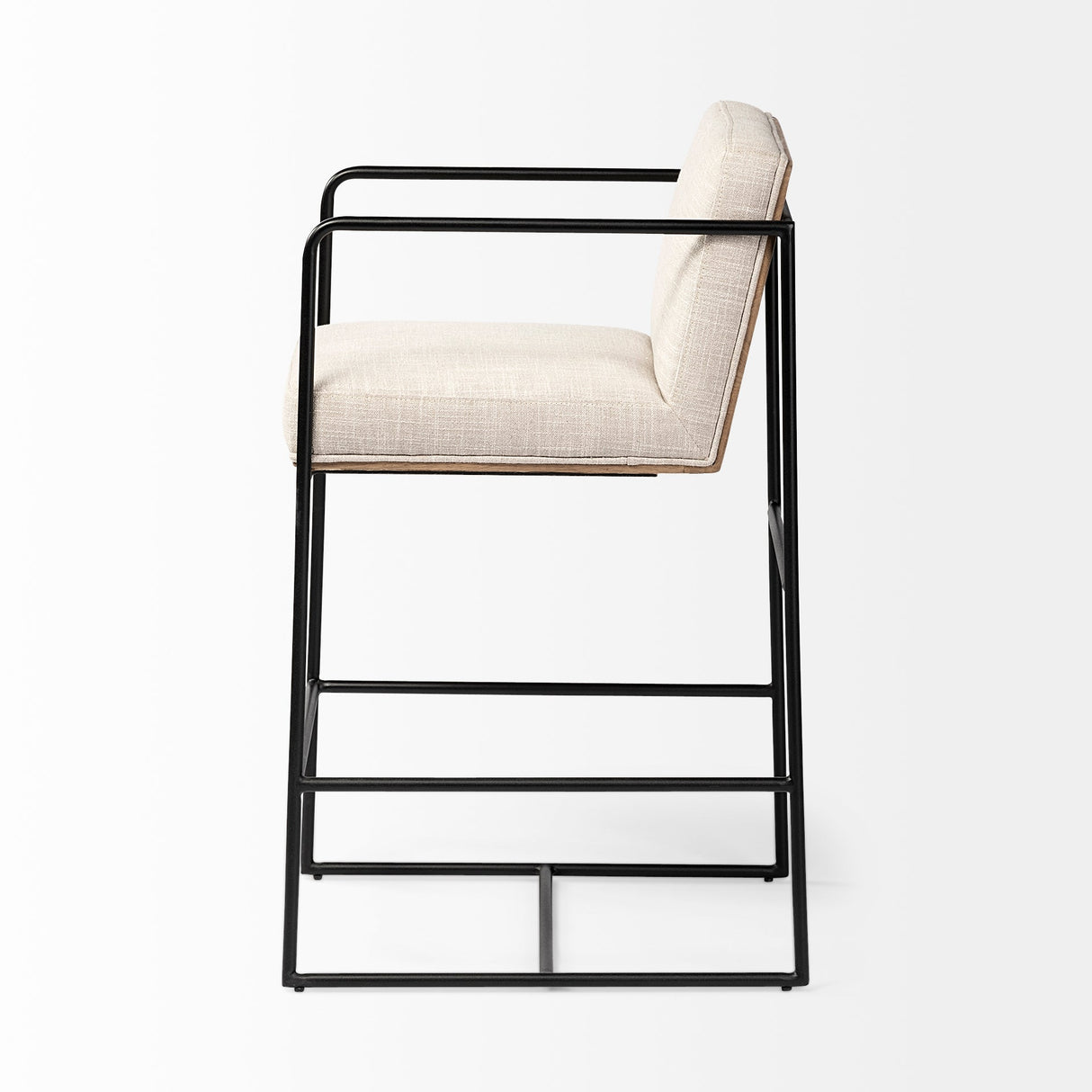 Stamford Light Beige Upholstered Seat w/ Wood Back, Metal Frame Counter Stool by Mercana at Eve Furniture