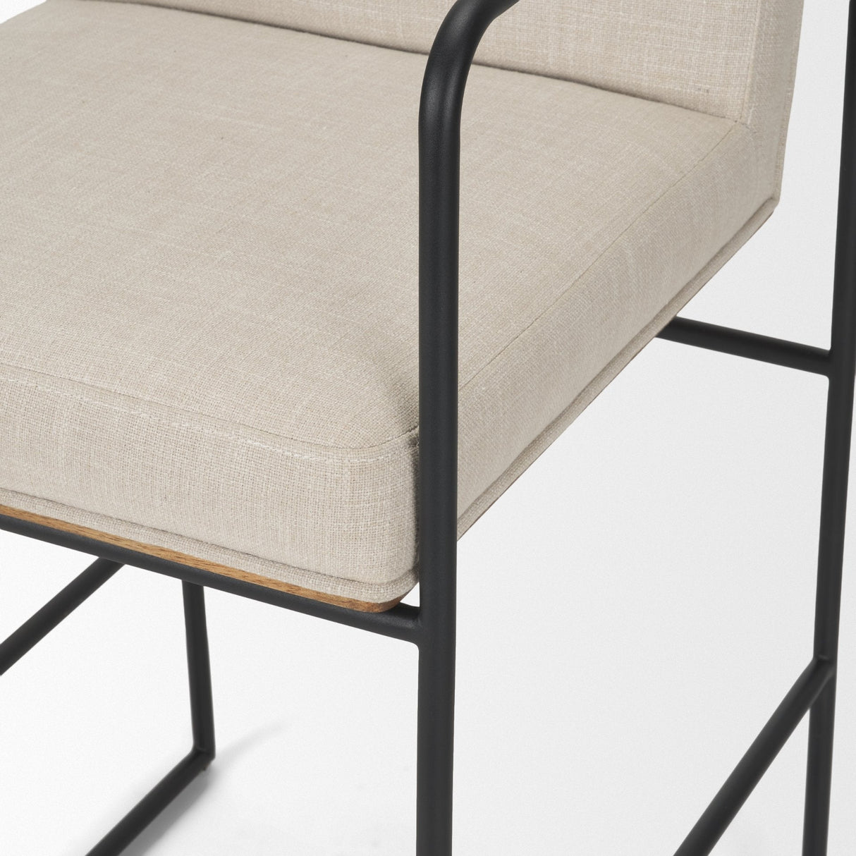 Stamford Light Beige Upholstered Seat w/ Wood Back, Metal Frame Counter Stool by Mercana at Eve Furniture