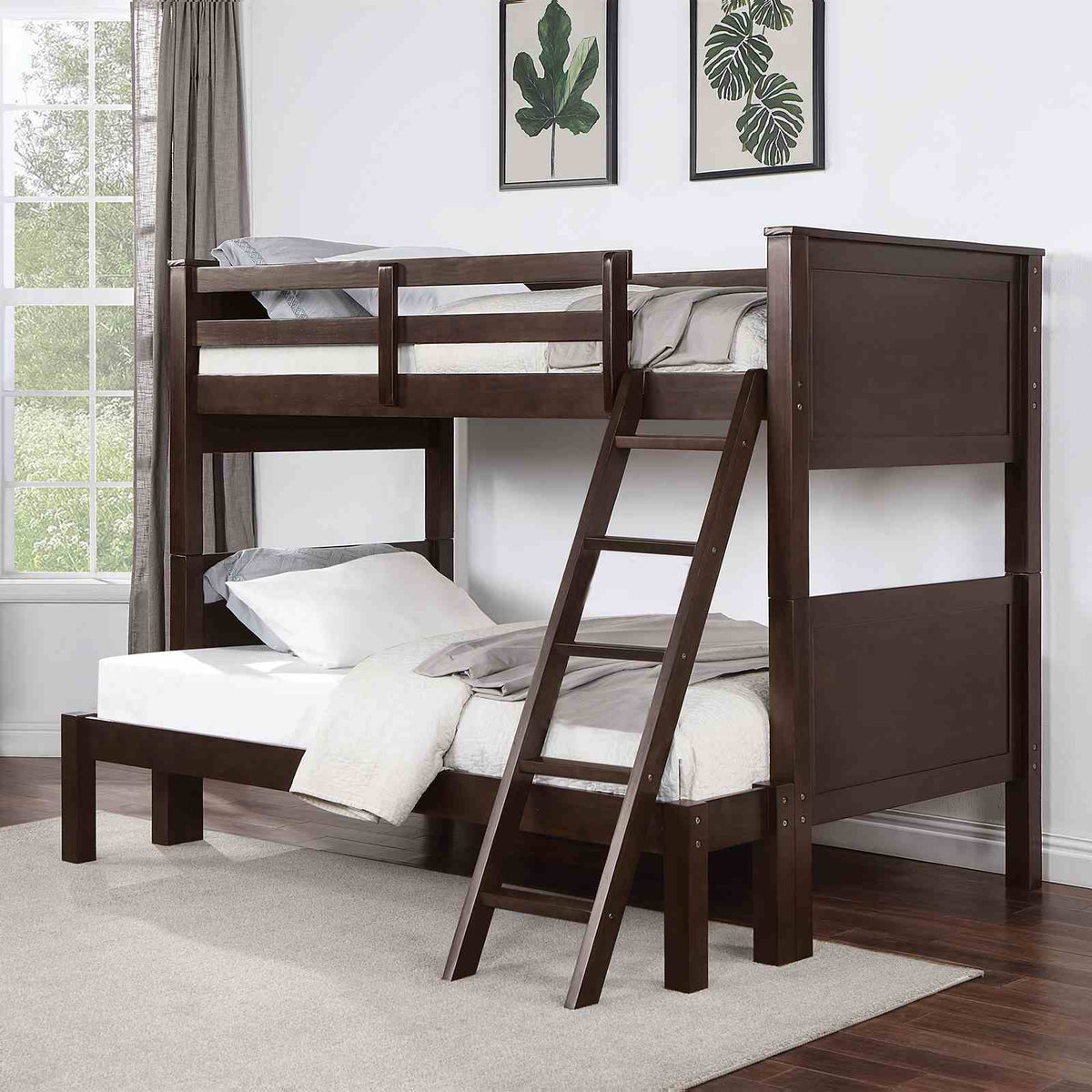 Stamos Walnut Twin/Full Bunk Bed by Furniture of America at Eve Furniture