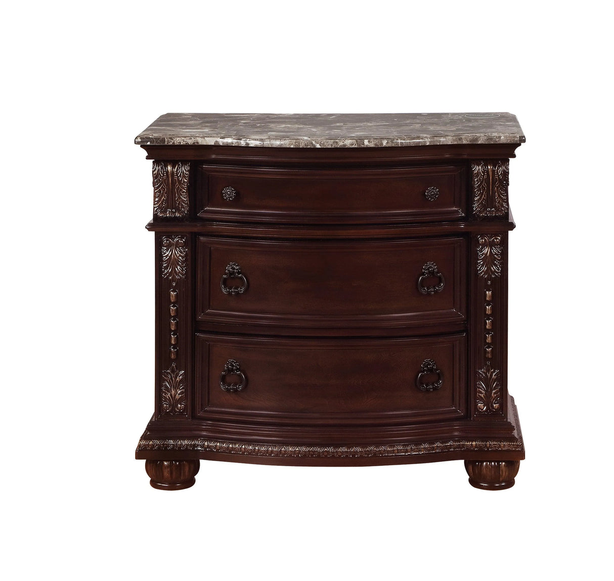 Stanley Cherry Brown Nightstand with Marble Top by Crown Mark at Eve Furniture