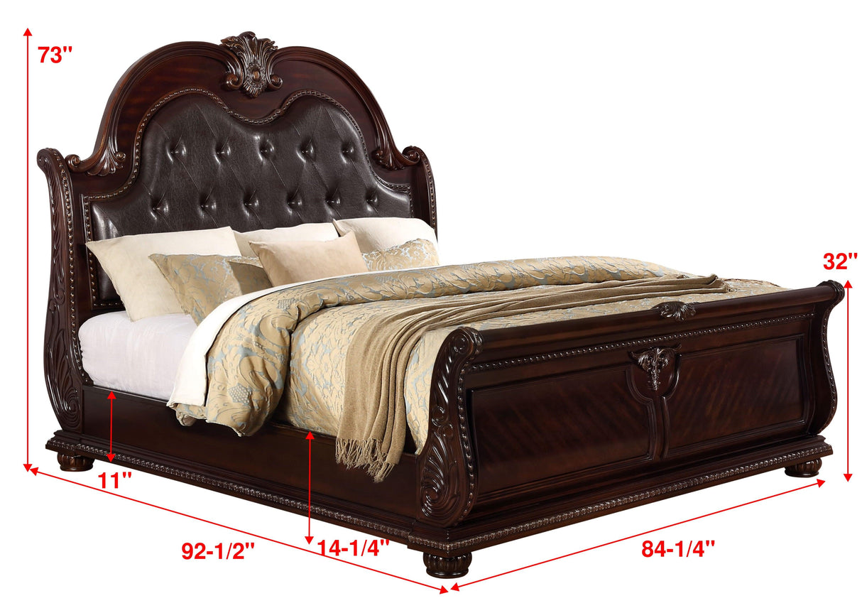 Stanley Cherry Brown Upholstered Sleigh Bedroom Set by Crown Mark at Eve Furniture