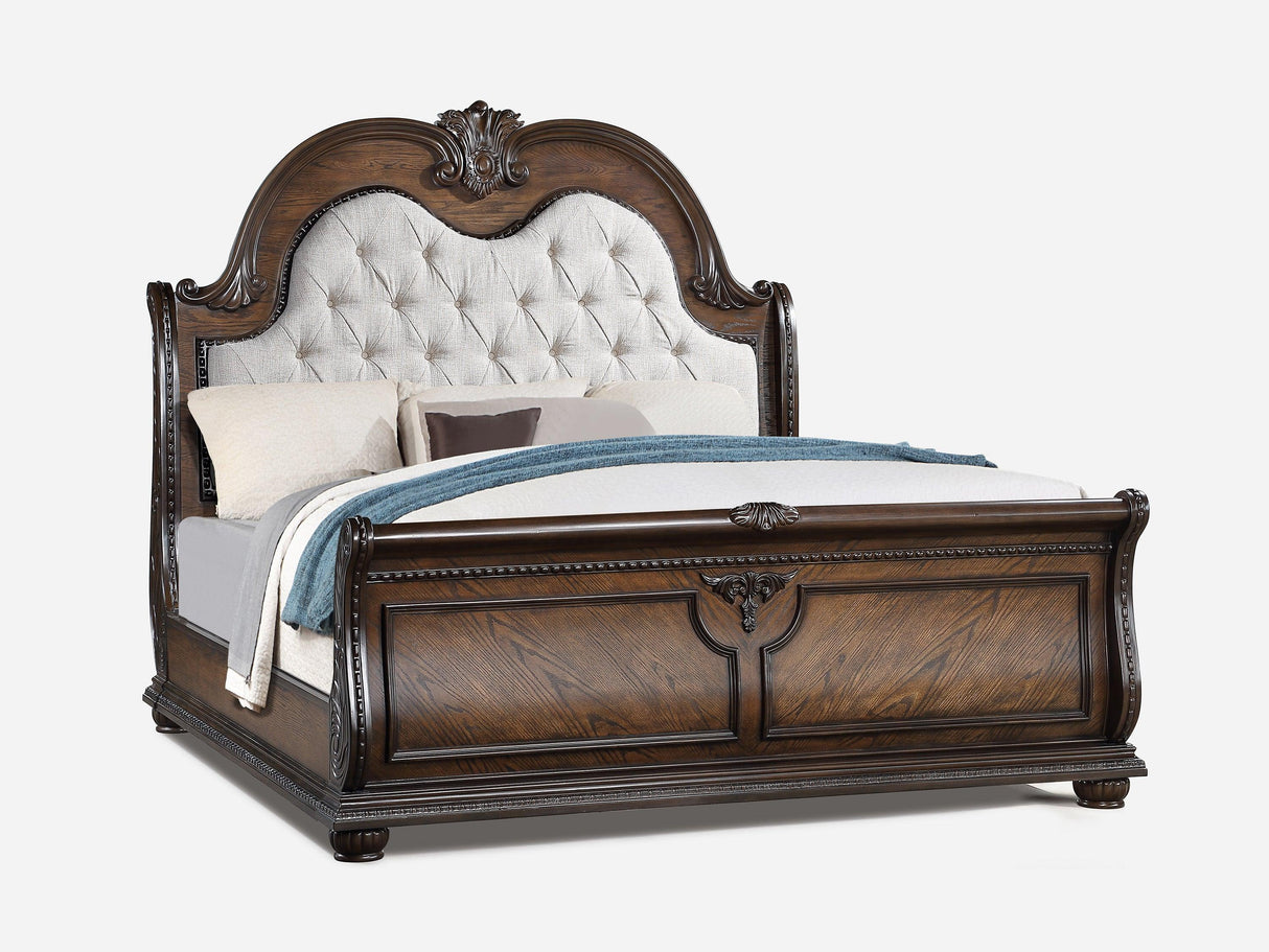 Stanley Coffee Brown Queen Sleigh Bed by Crown Mark at Eve Furniture