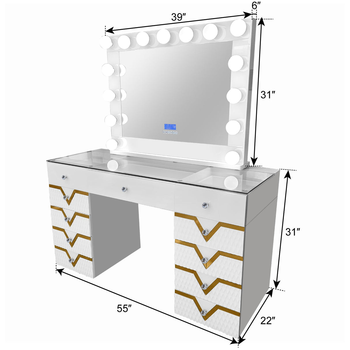 Star White Vanity Set by New Era Innovations at Eve Furniture