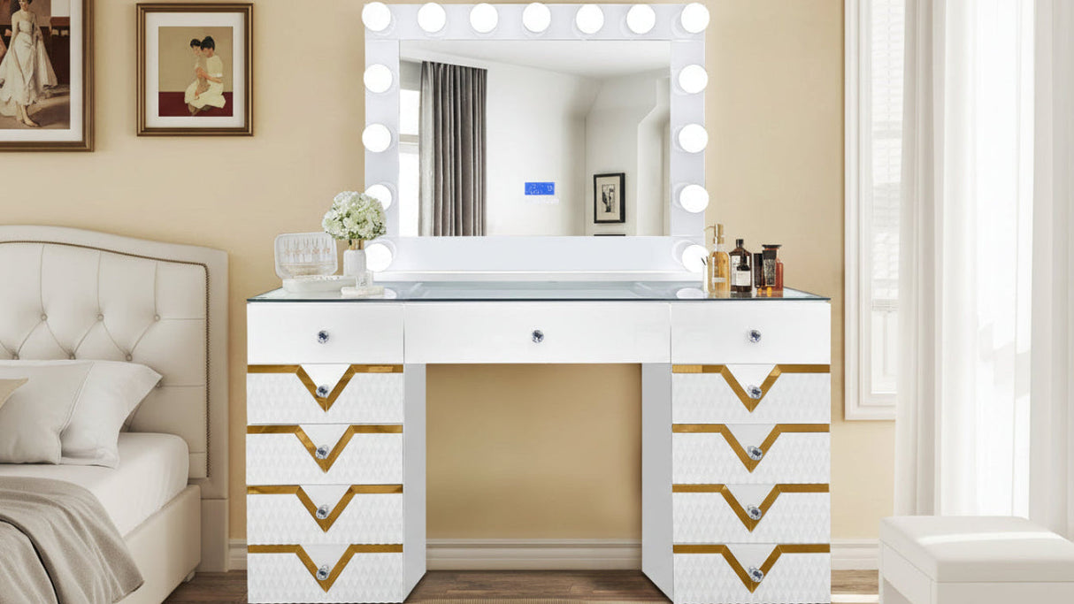 Star White Vanity Set by New Era Innovations at Eve Furniture