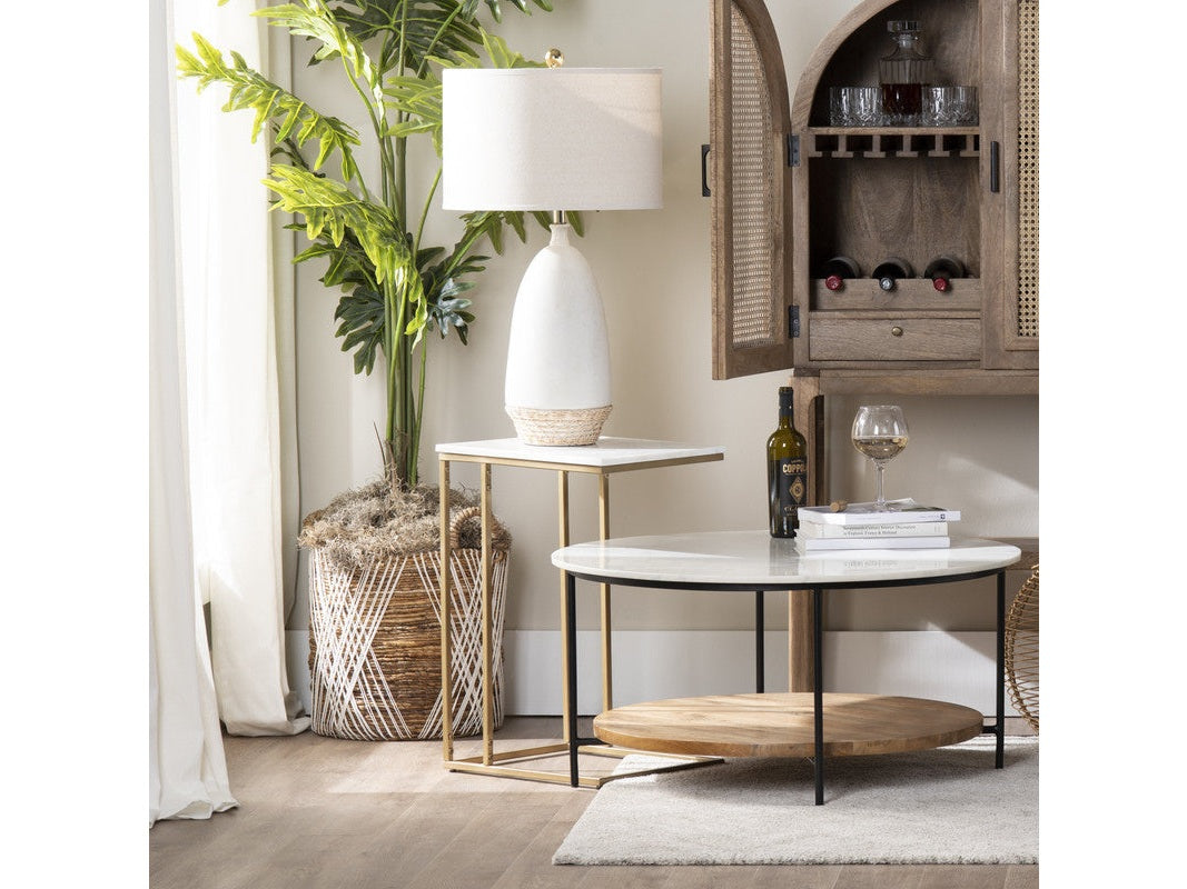 Stardust White/Gold C-Table by Crestview at Eve Furniture