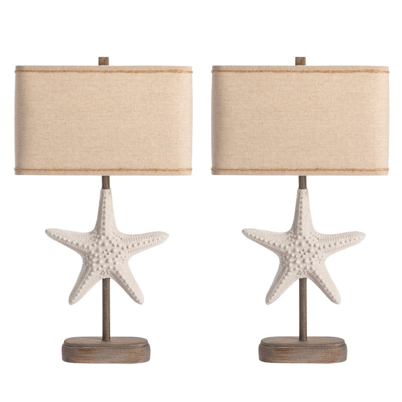Starfish White/Brown Table Lamp (Set of 2) by Crestview at Eve Furniture