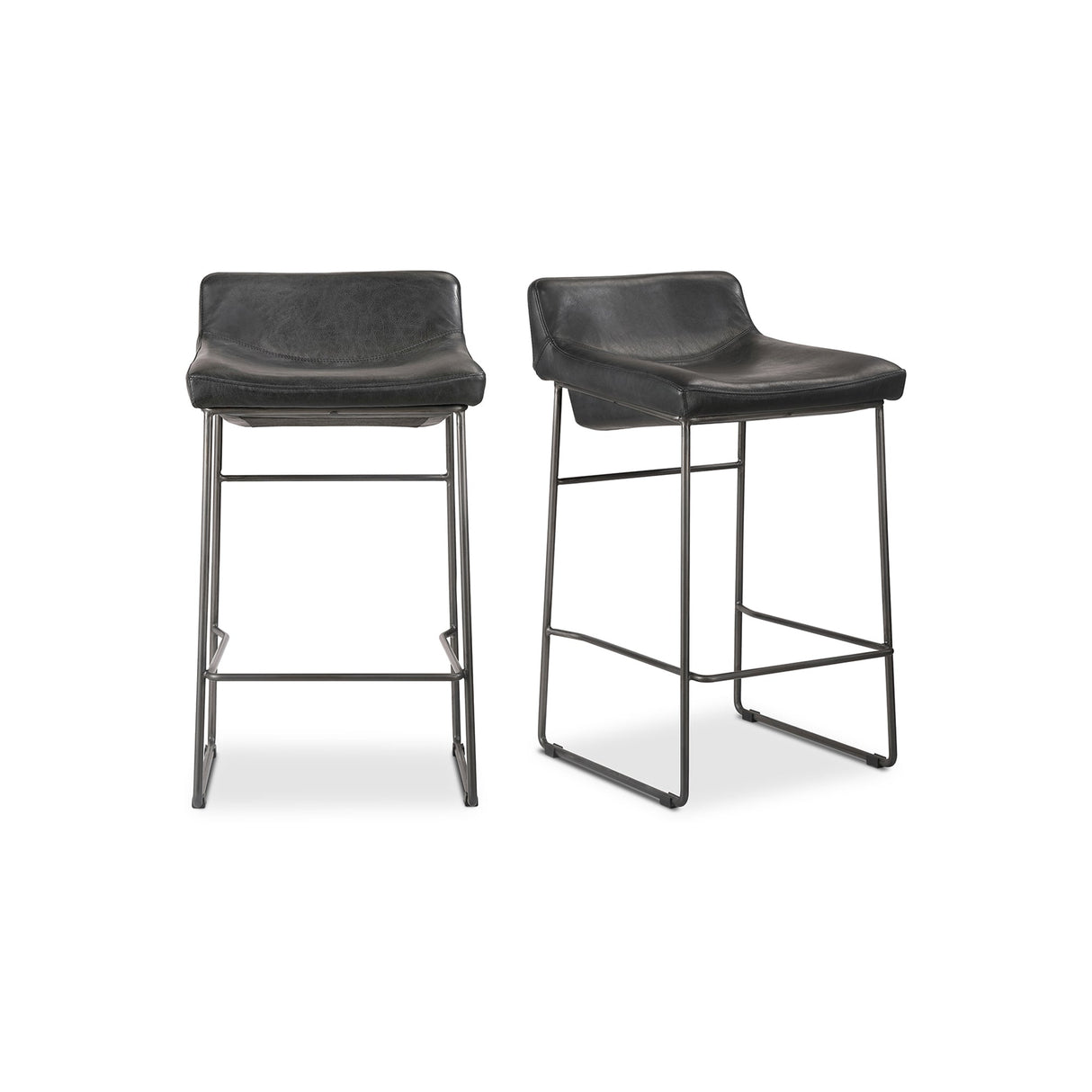 Starlet Onyx Black Leather Counter Stool (Set of 2) by MOES at Eve Furniture
