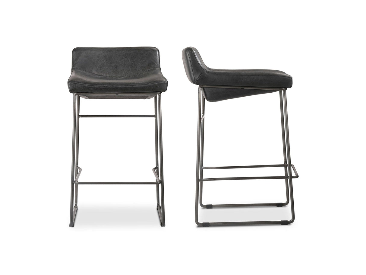 Starlet Onyx Black Leather Counter Stool (Set of 2) by MOES at Eve Furniture