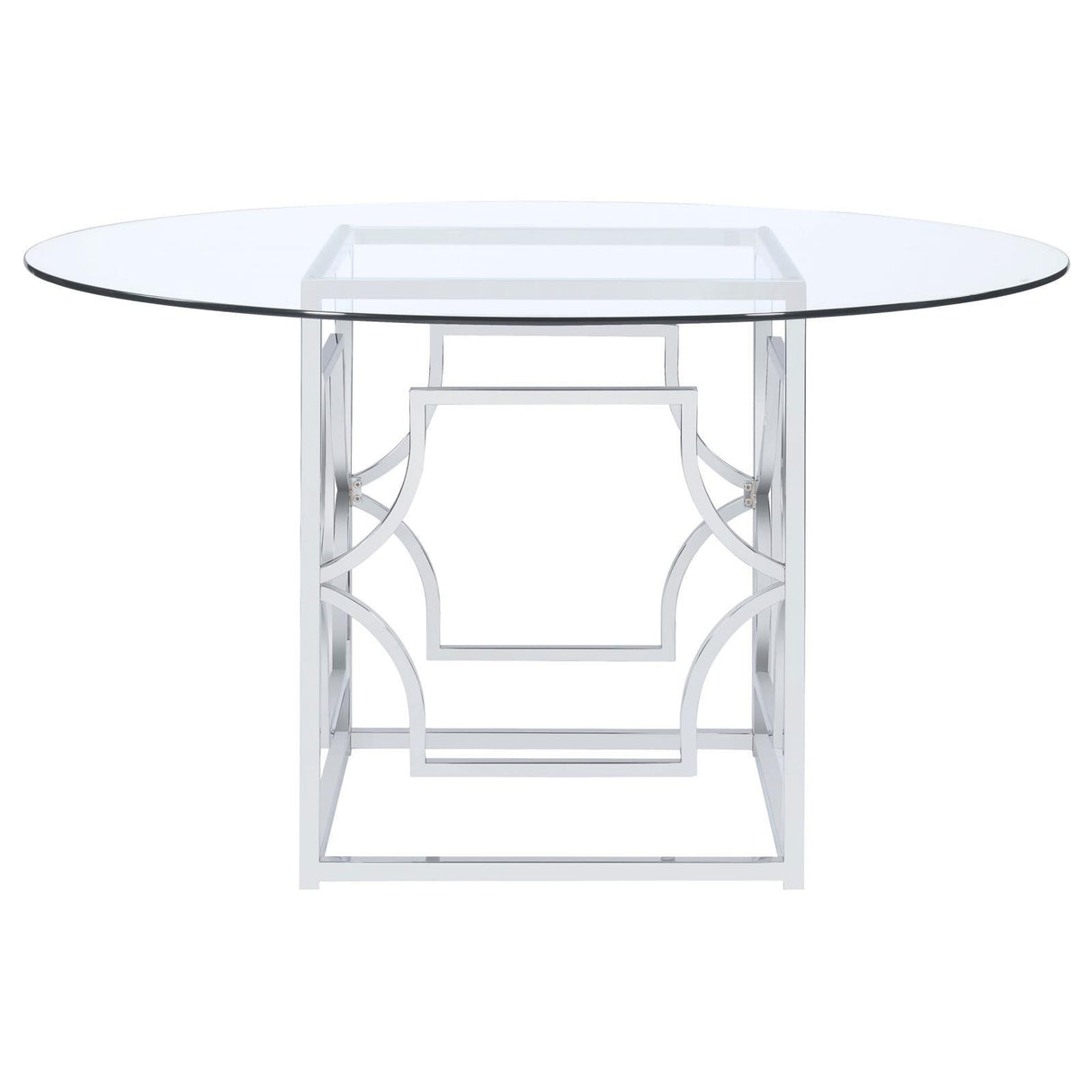 Starlight Clear and Chrome Round Glass Top Dining Table by Coaster at Eve Furniture