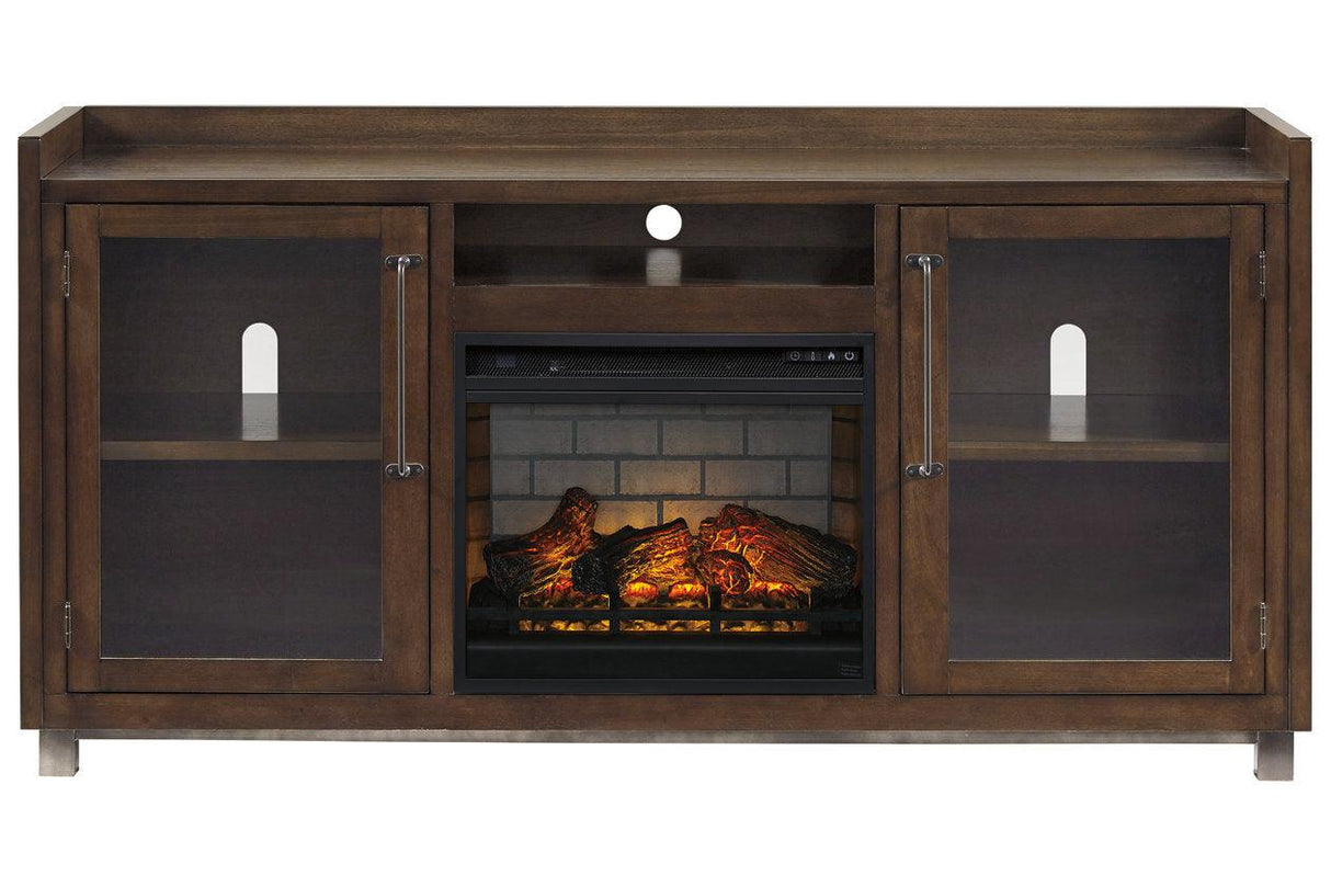 Starmore Brown 70" TV Stand with Electric Fireplace by Ashley at Eve Furniture