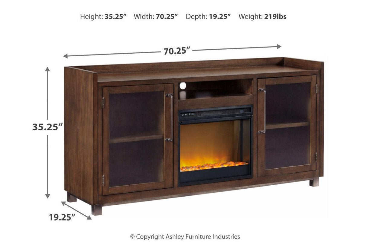 Starmore Brown 70" TV Stand with Electric Fireplace by Ashley at Eve Furniture