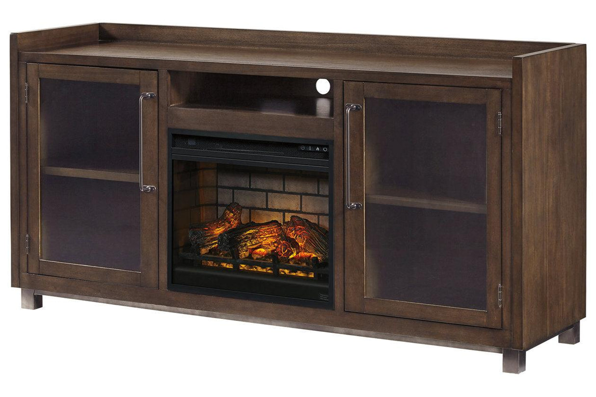 Starmore Brown/Gunmetal 3-Piece Wall Unit with Electric Fireplace by Ashley at Eve Furniture