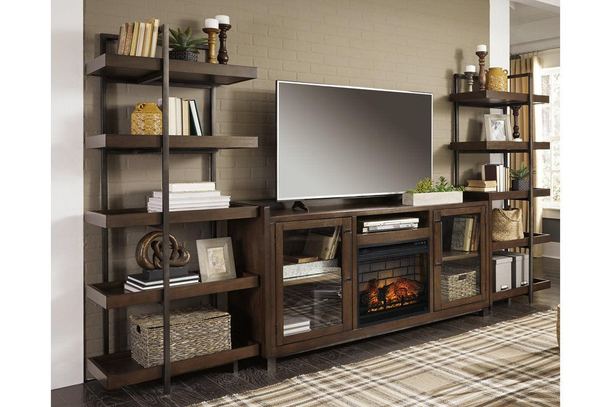 Starmore Brown/Gunmetal 3-Piece Wall Unit with Electric Fireplace by Ashley at Eve Furniture