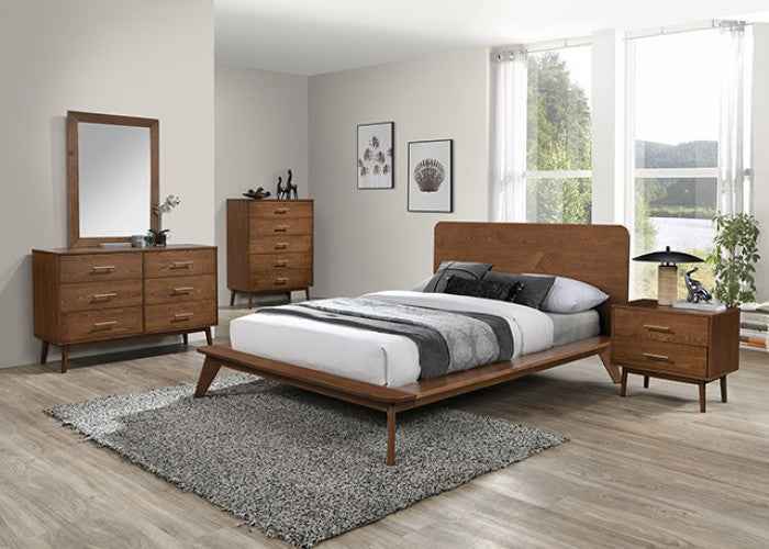 Stathelle Walnut 4-Piece Queen Bedroom Set by Furniture of America at Eve Furniture