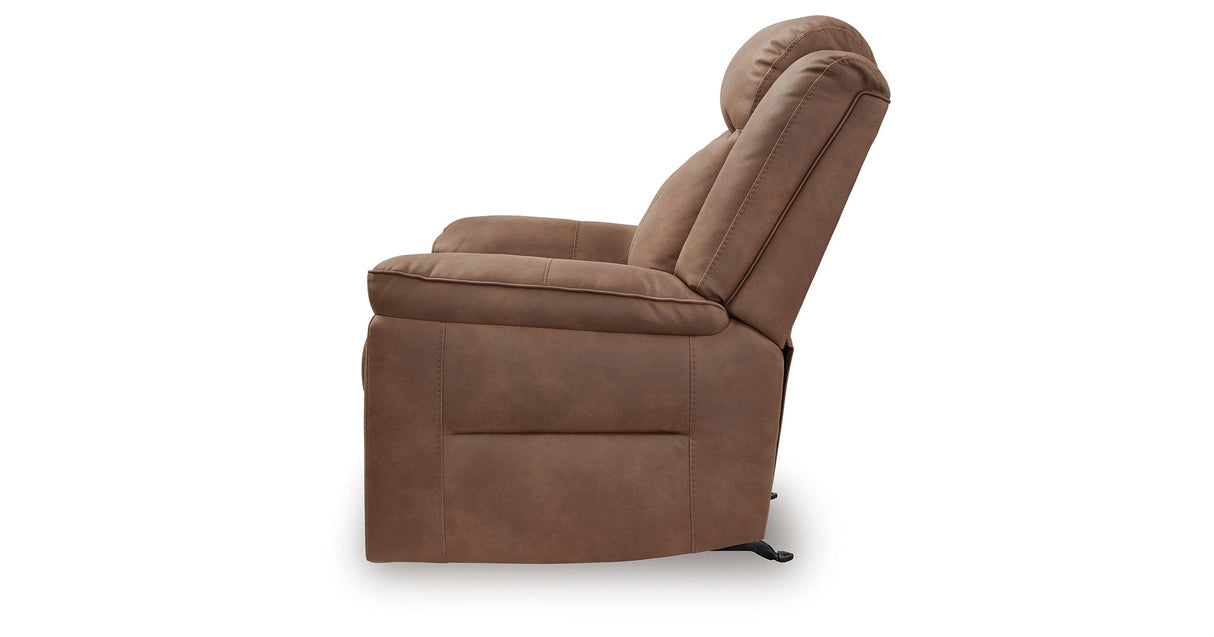 Status Check Caramel Recliner by Ashley at Eve Furniture