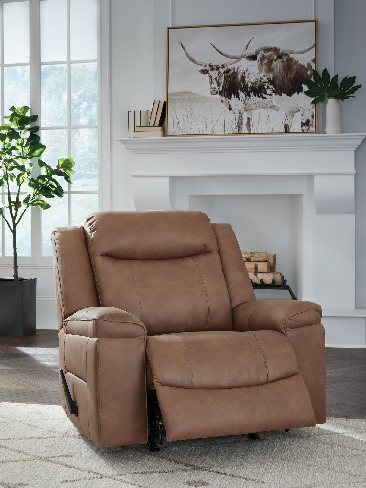 Status Check Caramel Recliner by Ashley at Eve Furniture