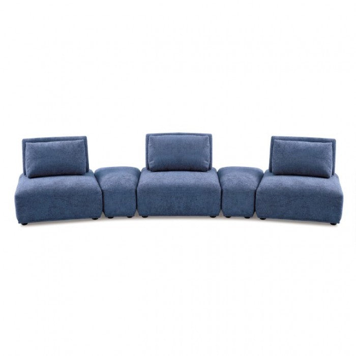 Stavanger Blue Curved 3-Seater Sofa by Furniture of America at Eve Furniture