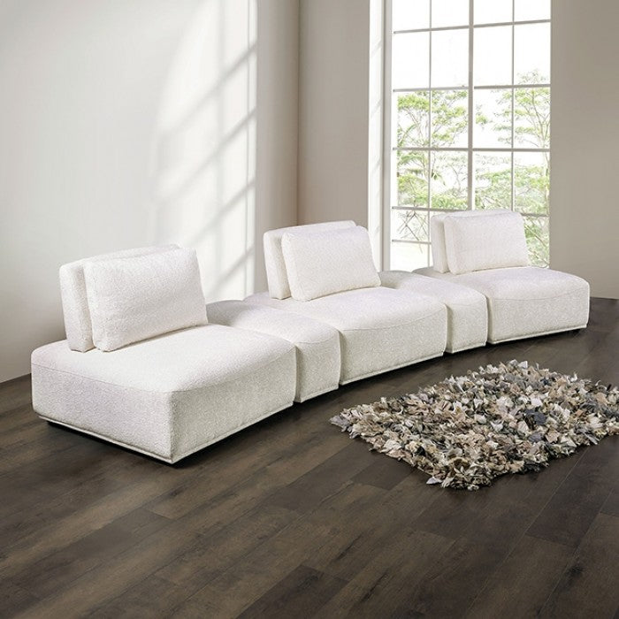 Stavanger White Curved 3-Seater Sofa by Furniture of America at Eve Furniture