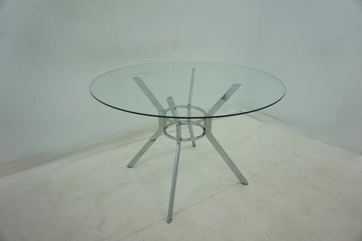 Steele Chrome 48-inch Round Glass Top Dining Table by Coaster at Eve Furniture