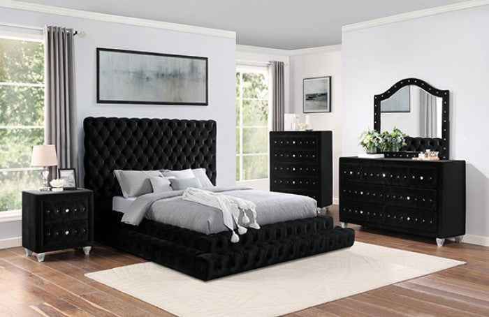 Stefania Black 4-Piece Queen Bedroom Set by Furniture of America at Eve Furniture