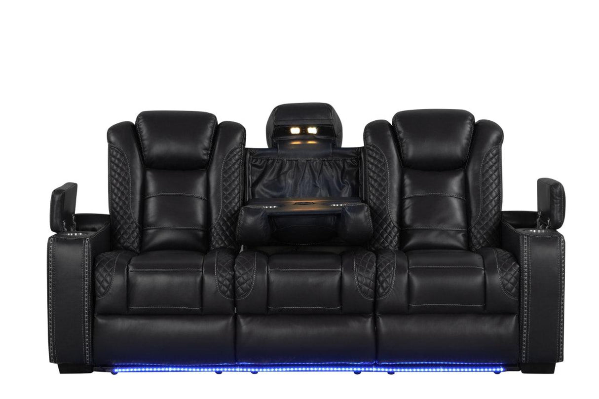 Stefano Black 3-Piece Reclining Living Room Set by Happy Homes at Eve Furniture
